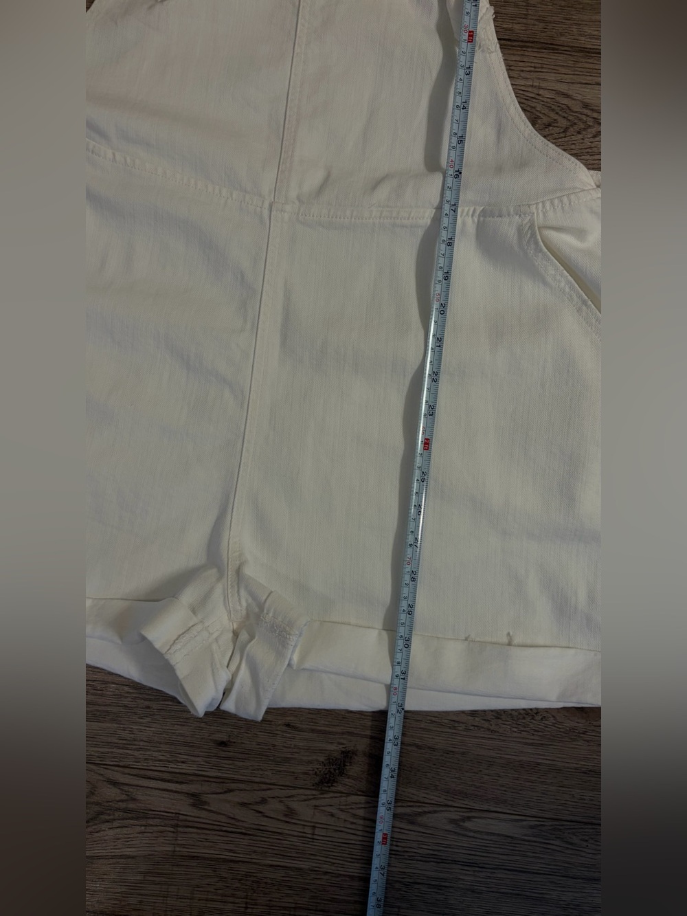 Aerie Denim Shortall Overalls - White, Large - Picture 9 of 10